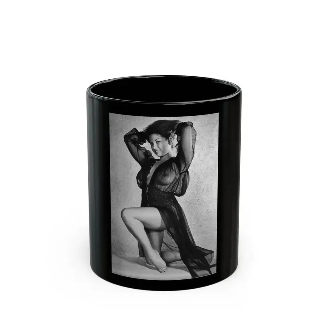 June Palmer #354 - See through black night gown (Vintage Female Icon) Black Coffee Mug 11oz - Go Mug Yourself