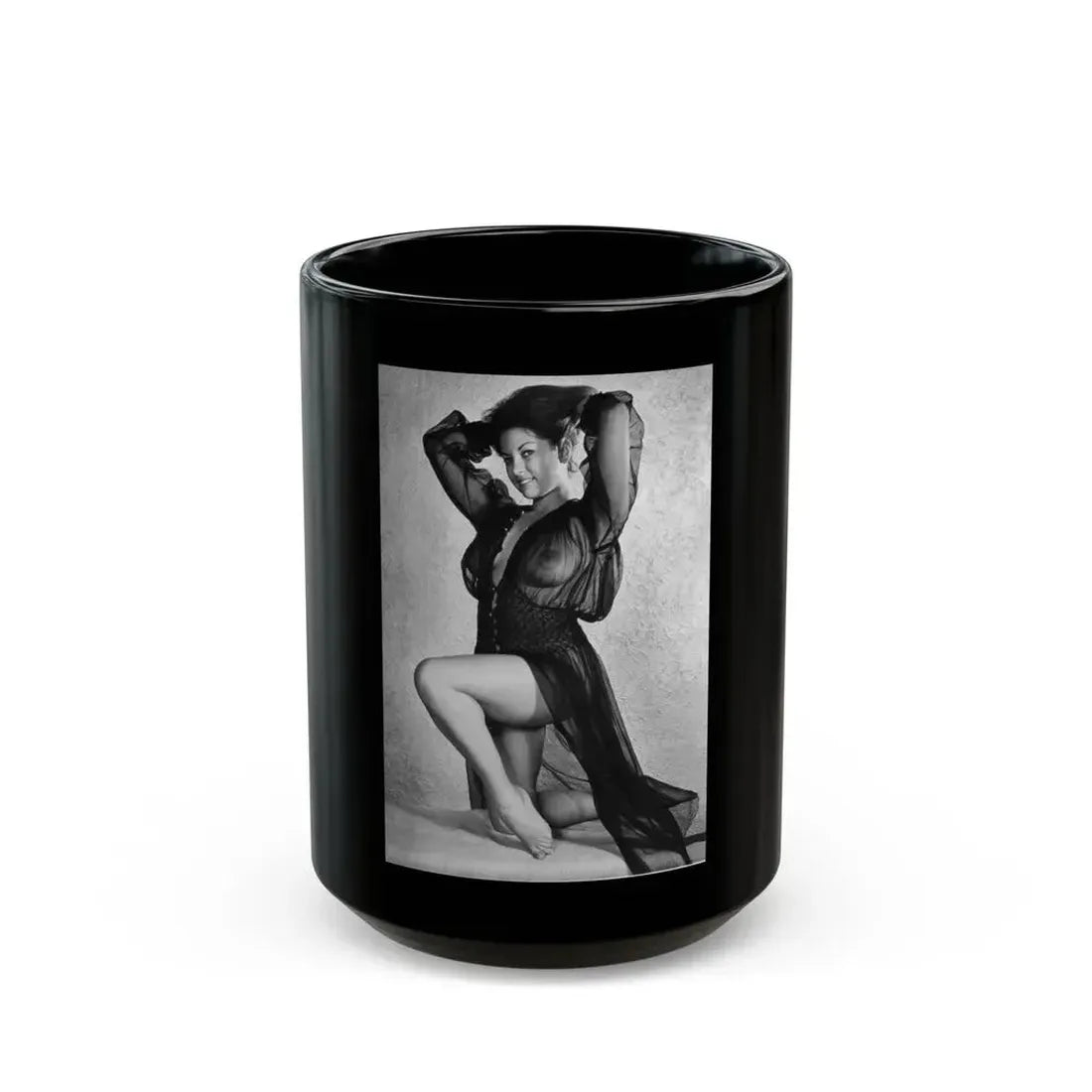 June Palmer #354 - See through black night gown (Vintage Female Icon) Black Coffee Mug 15oz - Go Mug Yourself