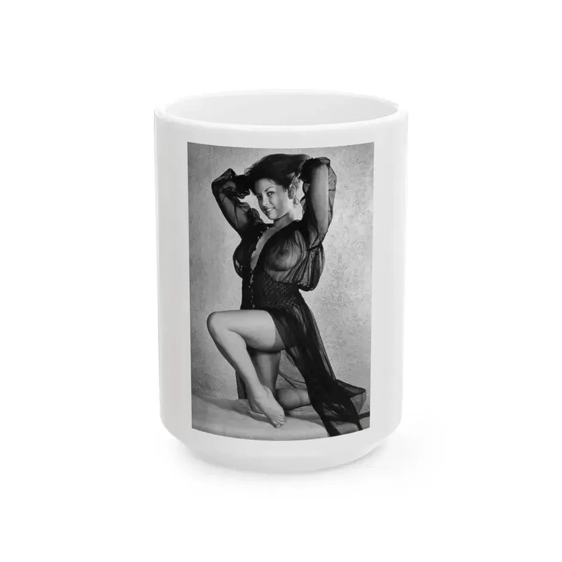 June Palmer #354 - See through black night gown (Vintage Female Icon) White Coffee Mug 15oz - Go Mug Yourself
