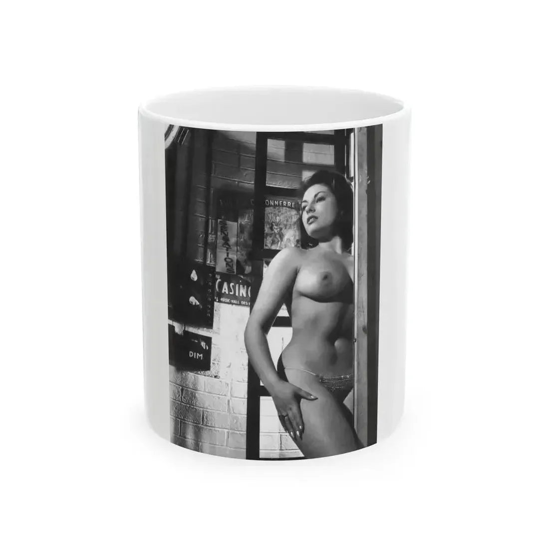 June Palmer #358 - Topless (Vintage Female Icon) White Coffee Mug 11oz - Go Mug Yourself