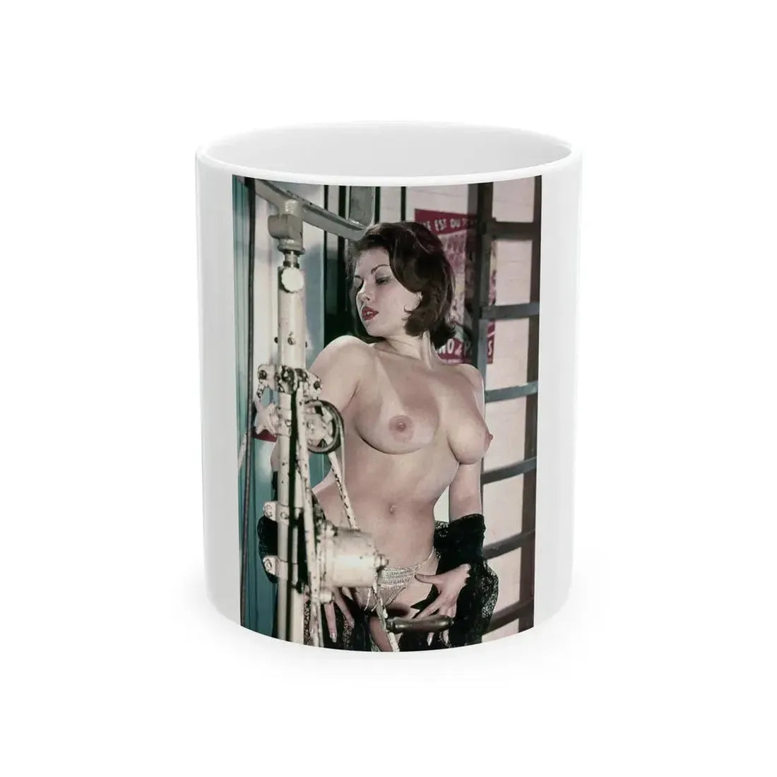 June Palmer #368 - Topless (Vintage Female Icon) White Coffee Mug 11oz - Go Mug Yourself