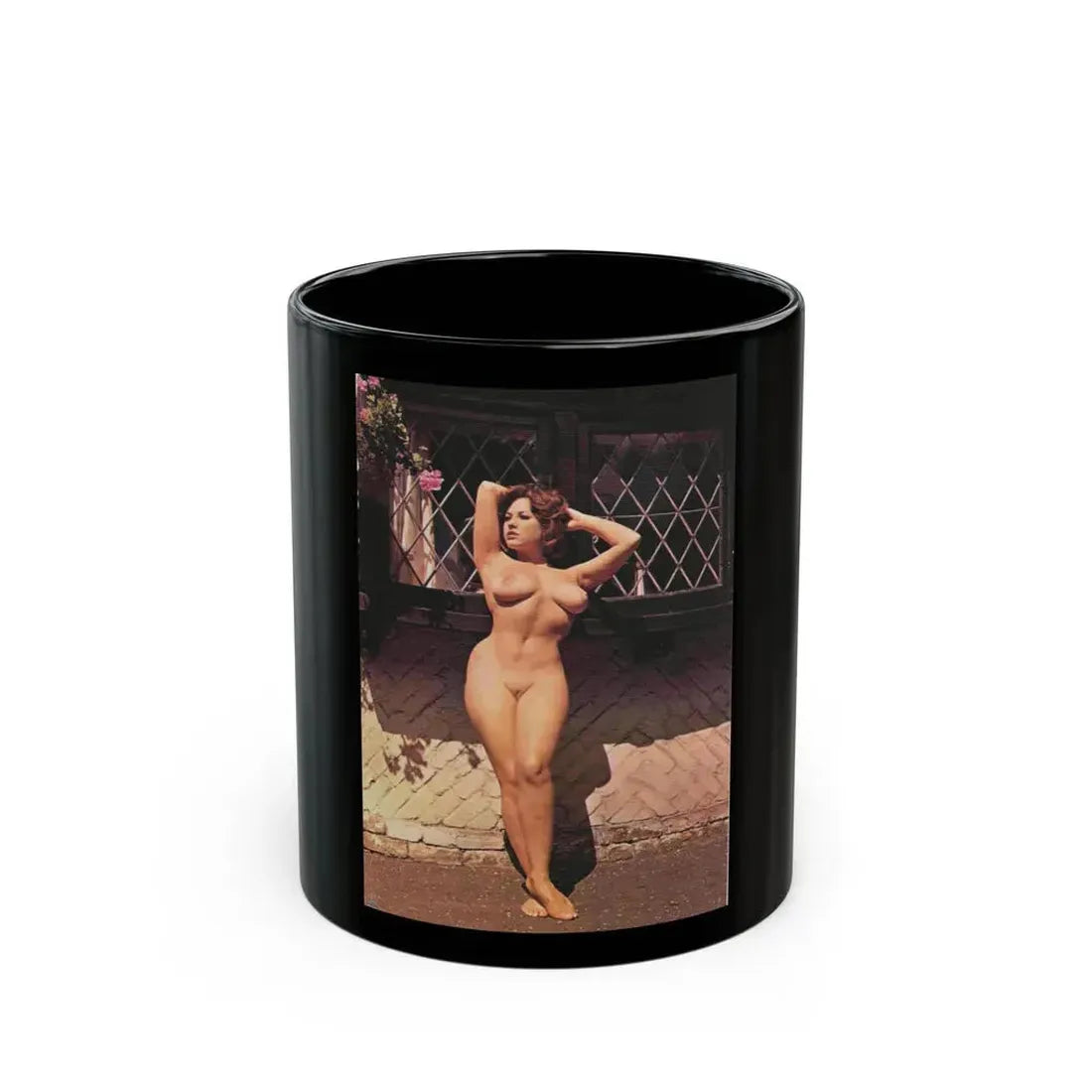 June Palmer #38 - Topless (Vintage Female Icon) Black Coffee Mug 11oz - Go Mug Yourself