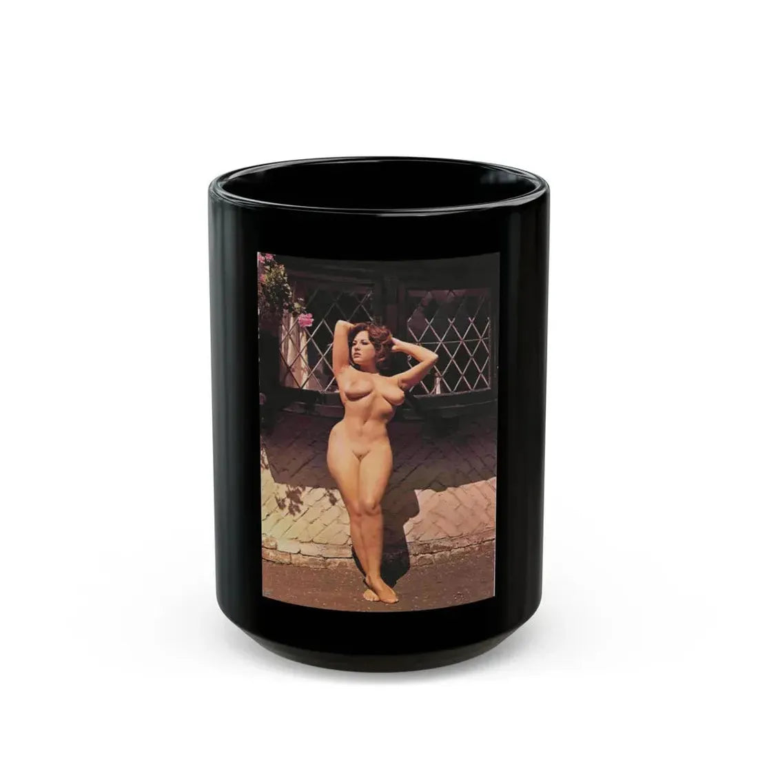 June Palmer #38 - Topless (Vintage Female Icon) Black Coffee Mug 15oz - Go Mug Yourself