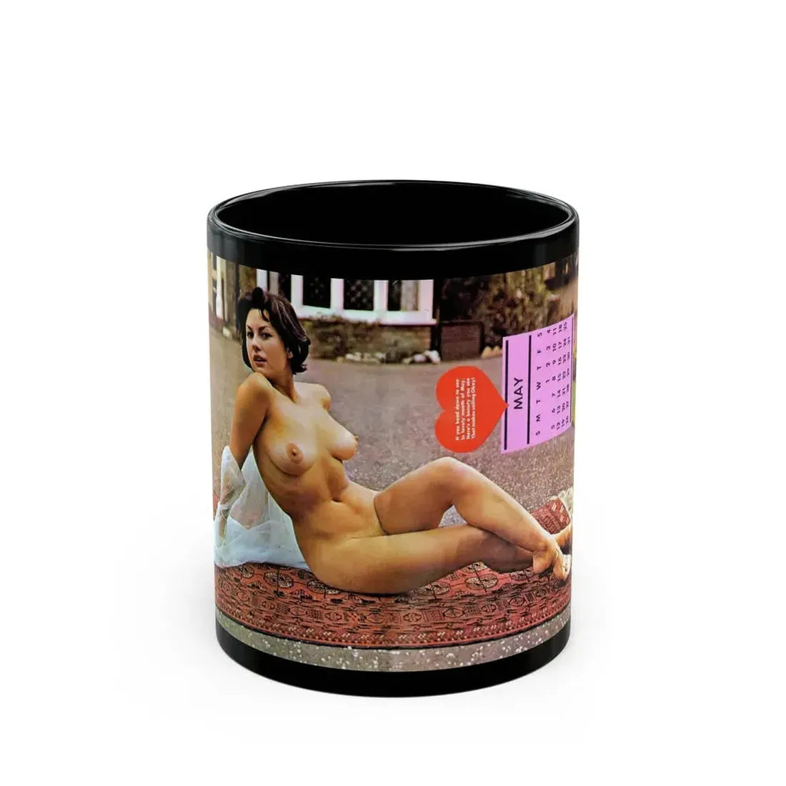 June Palmer #45 - Topless (Vintage Female Icon) Black Coffee Mug 11oz - Go Mug Yourself