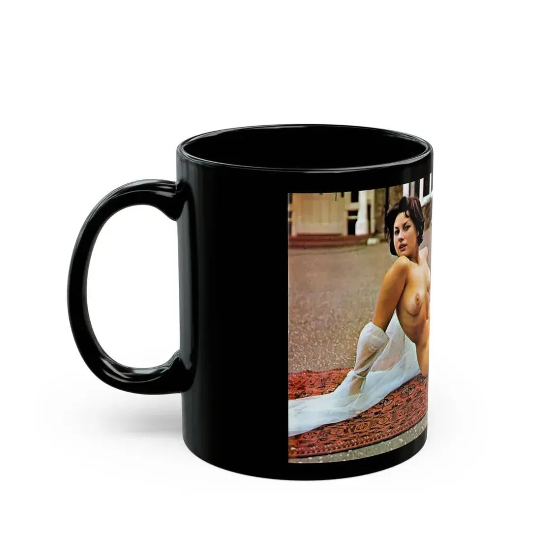 June Palmer #45 - Topless (Vintage Female Icon) Black Coffee Mug - Go Mug Yourself