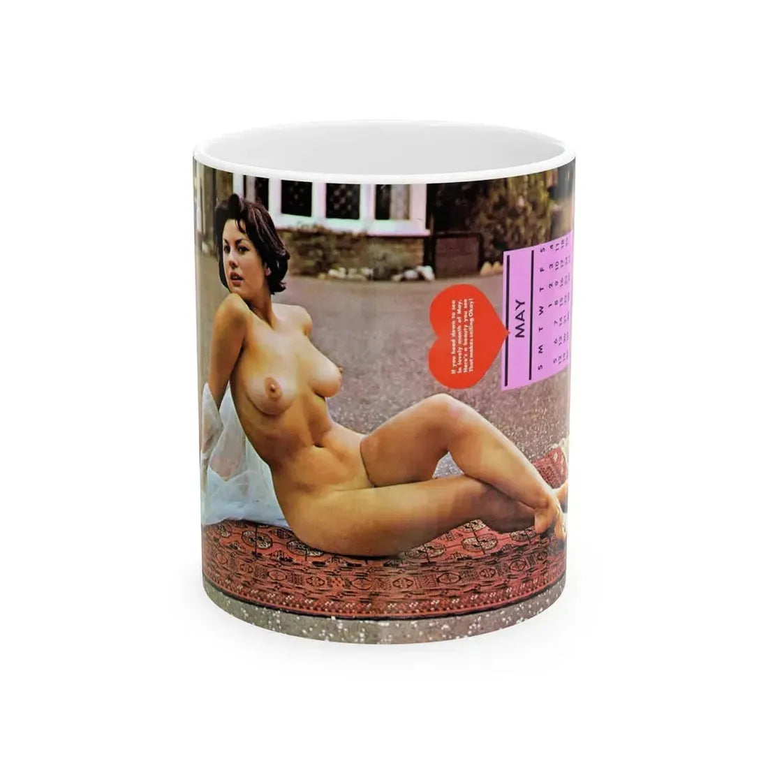 June Palmer #45 - Topless (Vintage Female Icon) White Coffee Mug 11oz - Go Mug Yourself