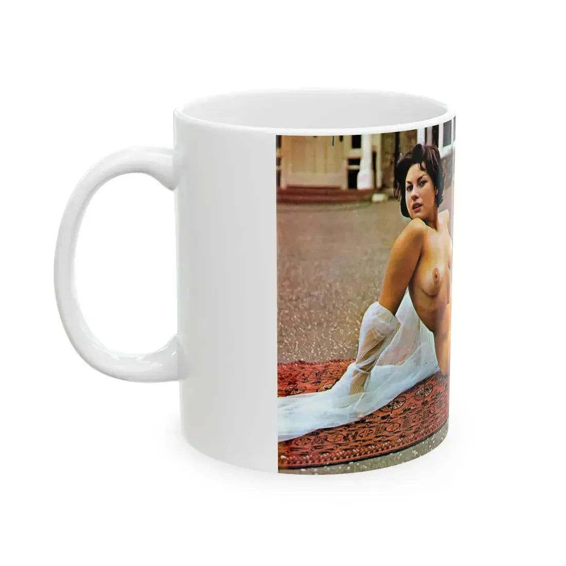 June Palmer #45 - Topless (Vintage Female Icon) White Coffee Mug - Go Mug Yourself