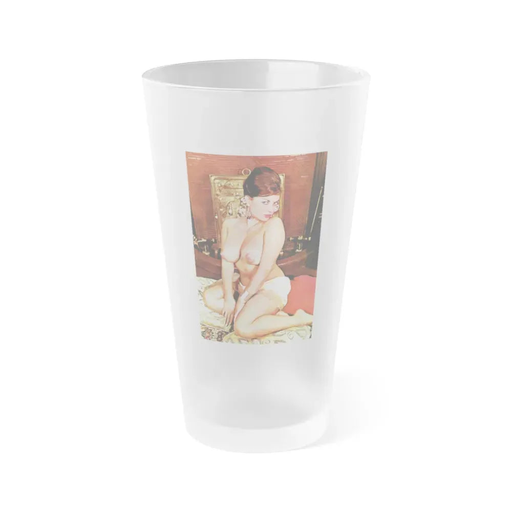 June Palmer #74 - Topless (Vintage Female Icon) Frosted Pint Glass 16oz 16oz Frosted - Go Mug Yourself