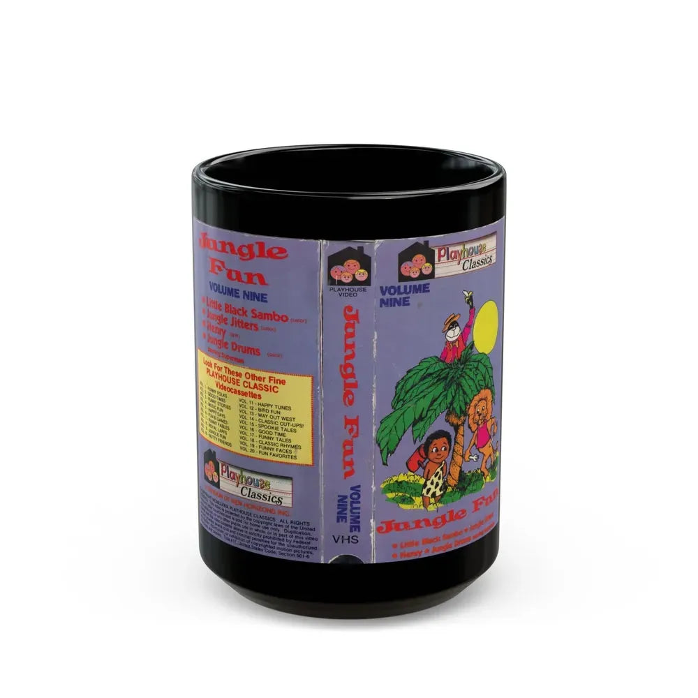 JUNGLE FUN VOLUME NINE LITTLE BLACK SAMBO JUNGLE JITTERS HENRY JUNGLE DRUMS (VHS COVER) - Black Coffee Mug 15oz - Go Mug Yourself
