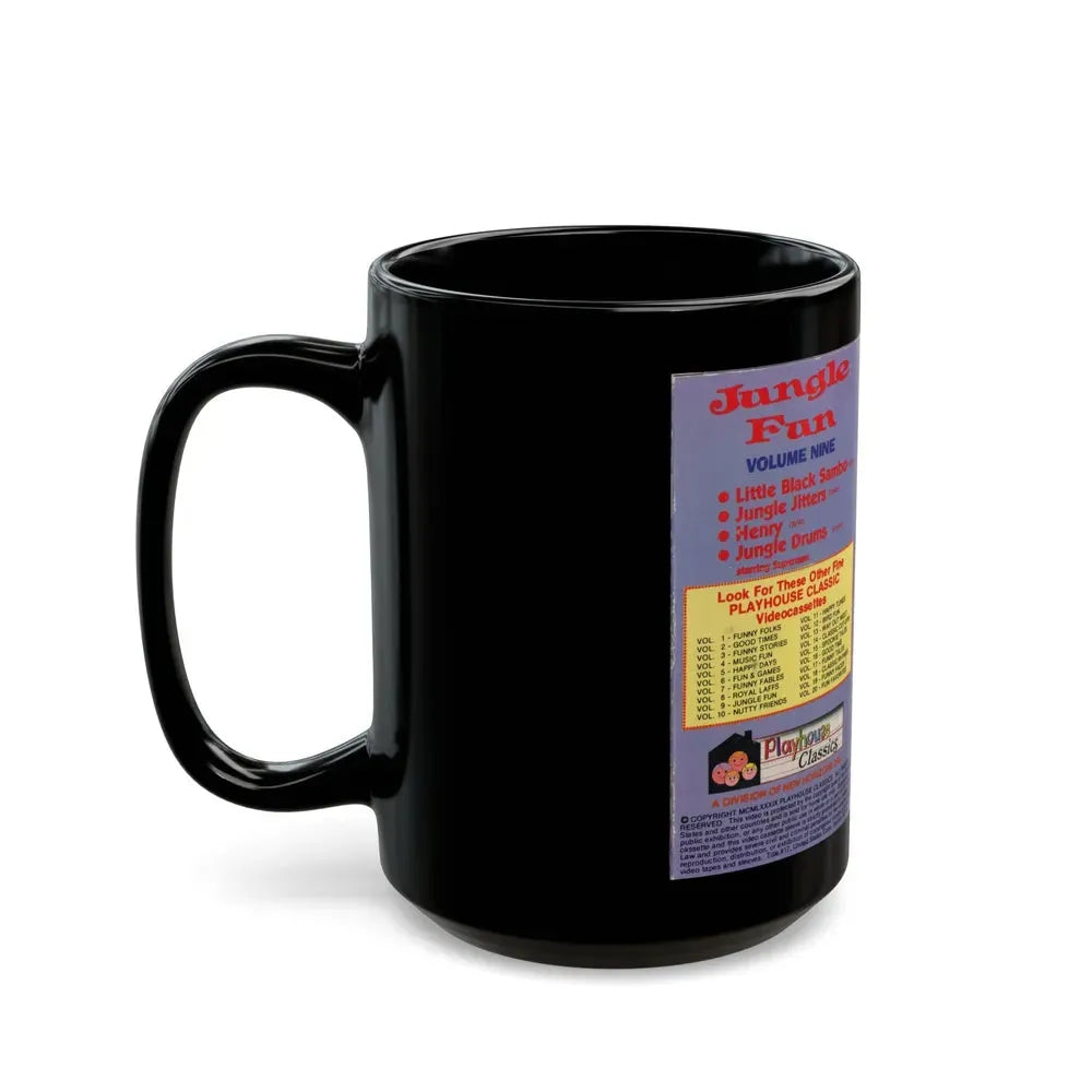 JUNGLE FUN VOLUME NINE LITTLE BLACK SAMBO JUNGLE JITTERS HENRY JUNGLE DRUMS (VHS COVER) - Black Coffee Mug - Go Mug Yourself