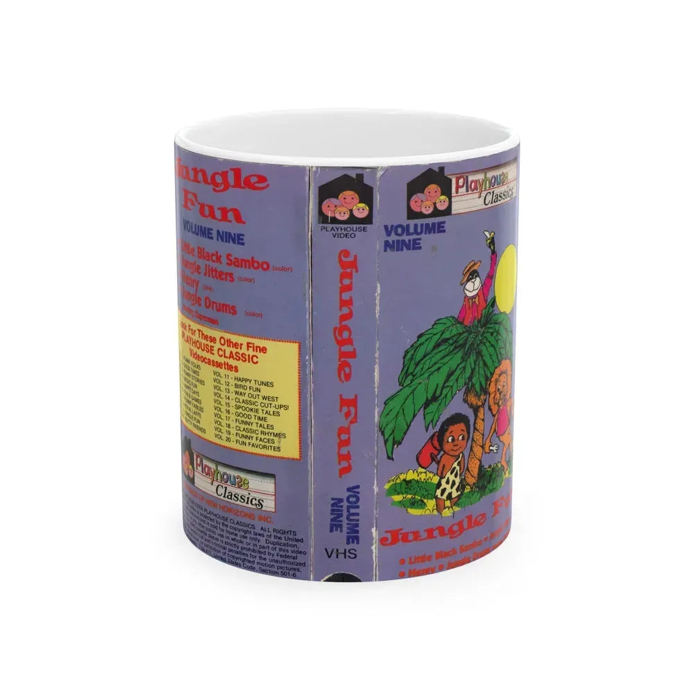 JUNGLE FUN VOLUME NINE LITTLE BLACK SAMBO JUNGLE JITTERS HENRY JUNGLE DRUMS (VHS COVER) - White Coffee Mug 11oz - Go Mug Yourself