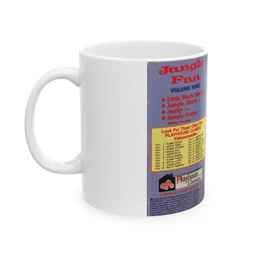 JUNGLE FUN VOLUME NINE LITTLE BLACK SAMBO JUNGLE JITTERS HENRY JUNGLE DRUMS (VHS COVER) - White Coffee Mug - Go Mug Yourself