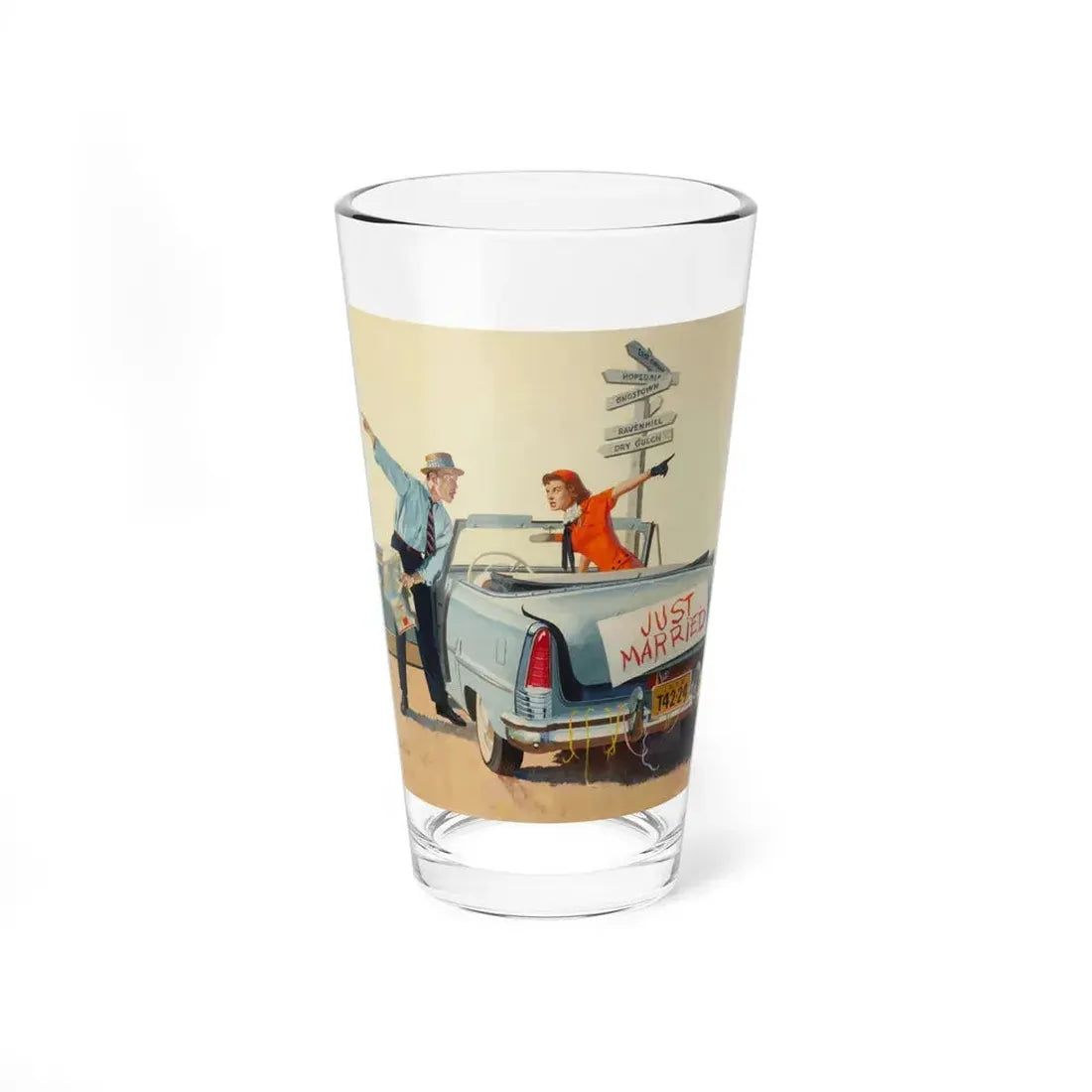 Just Married, American Weekly magazine cover, August 5, 1956 - Pint Glass 16oz 16oz - Go Mug Yourself