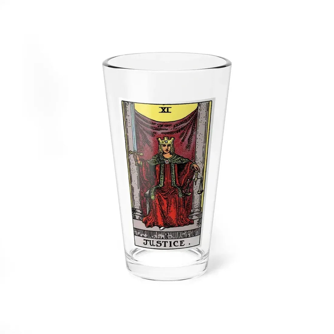 Justice (Tarot Card) Pint Glass 16oz 16oz - Go Mug Yourself