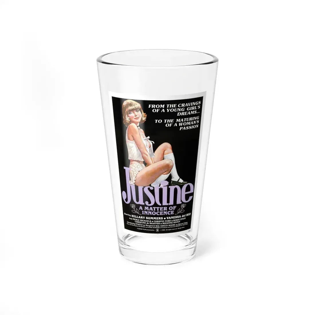 JUSTINE A MATTER OF INNOCENCE 1980 Movie Poster - Pint Glass 16oz 16oz - Go Mug Yourself