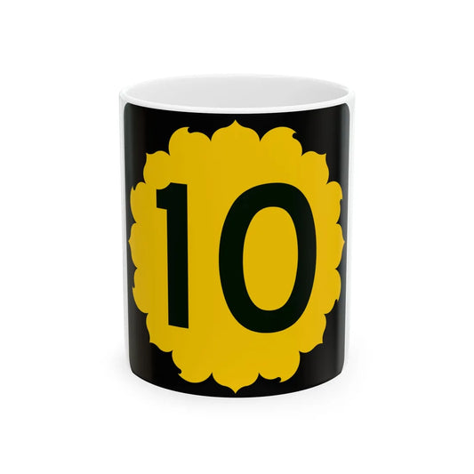 K-10 (Kansas) (Road Sign) White Coffee Mug 11oz - Go Mug Yourself