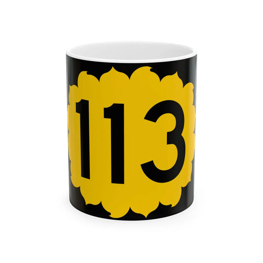 K-113 (Kansas) (Road Sign) White Coffee Mug 11oz - Go Mug Yourself