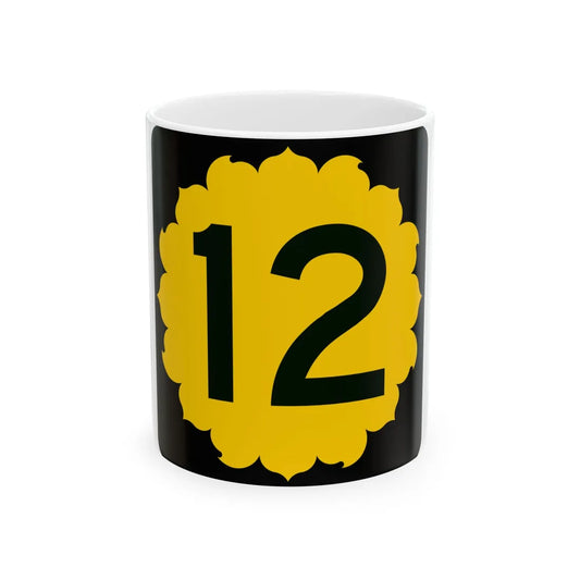 K-12 (Kansas) (Road Sign) White Coffee Mug 11oz - Go Mug Yourself