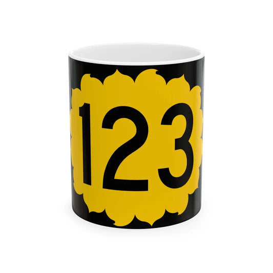 K-123 (Kansas) (Road Sign) White Coffee Mug 11oz - Go Mug Yourself