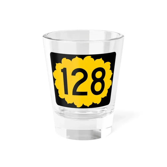 K-128 (Kansas) (Road Sign) Shot Glass 1.5oz 1.5oz - Go Mug Yourself