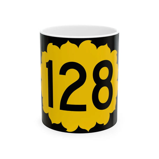 K-128 (Kansas) (Road Sign) White Coffee Mug 11oz - Go Mug Yourself