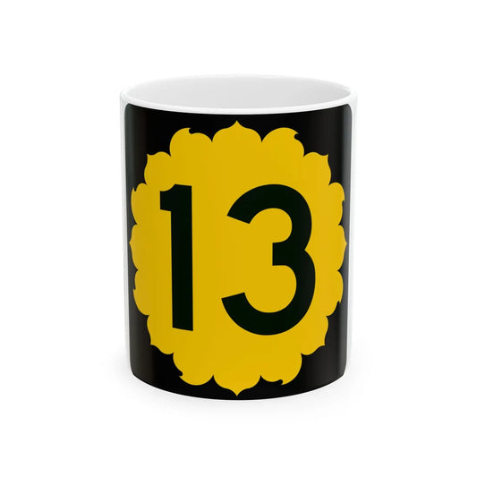 K-13 (Kansas) (Road Sign) White Coffee Mug 11oz - Go Mug Yourself