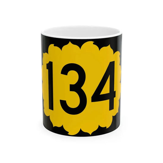 K-134 (Kansas) (Road Sign) White Coffee Mug 11oz - Go Mug Yourself