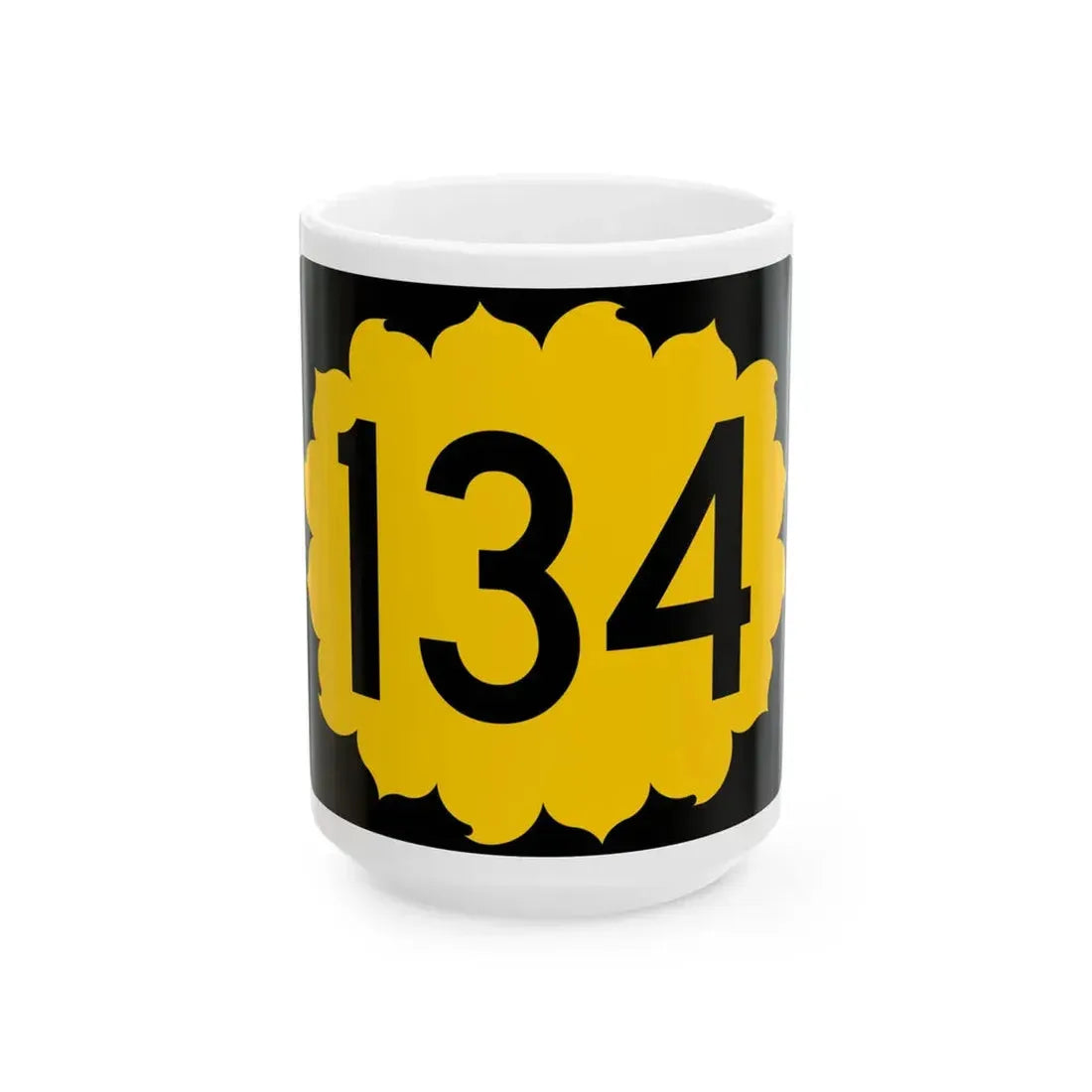 K-134 (Kansas) (Road Sign) White Coffee Mug 15oz - Go Mug Yourself