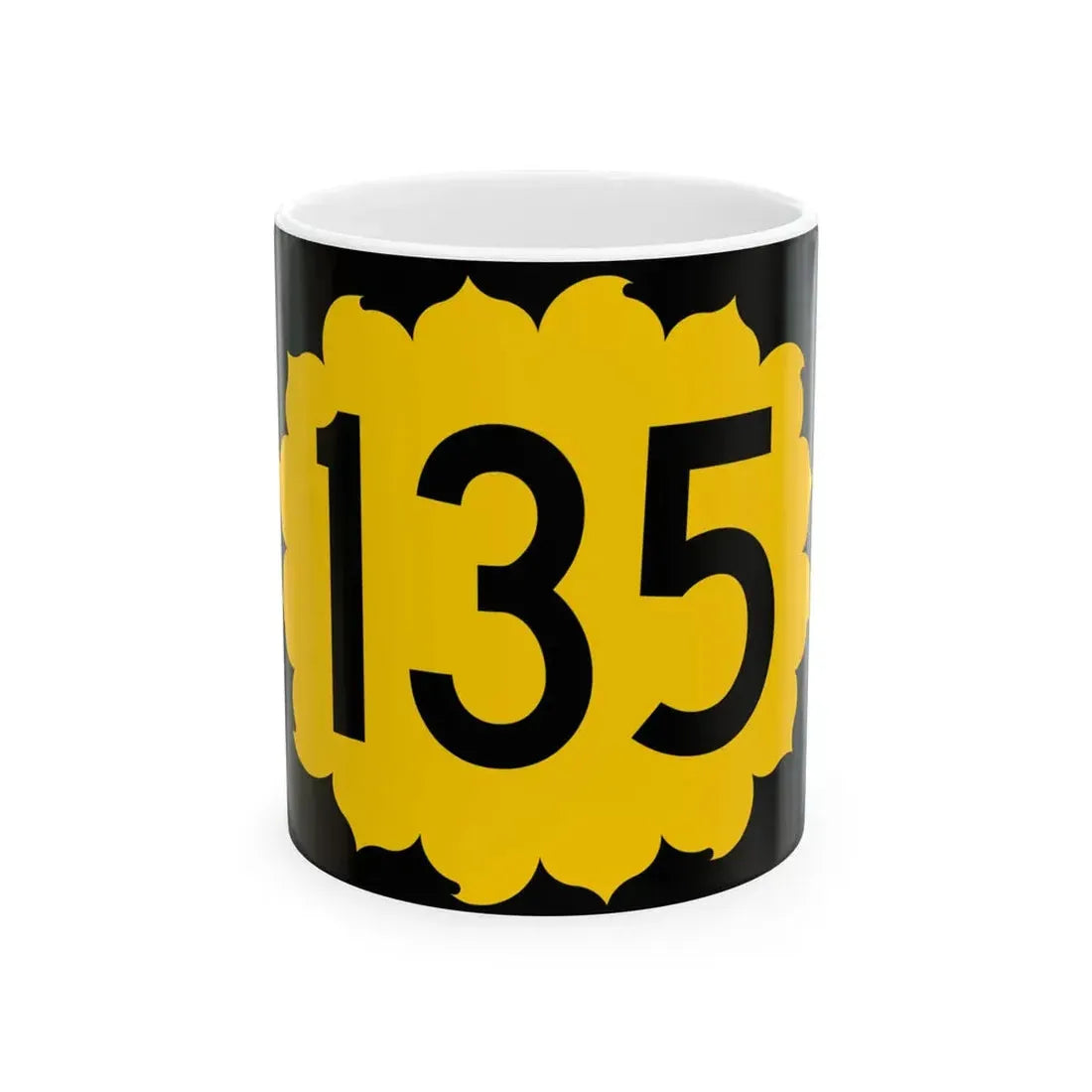 K-135 (Kansas) (Road Sign) White Coffee Mug 11oz - Go Mug Yourself