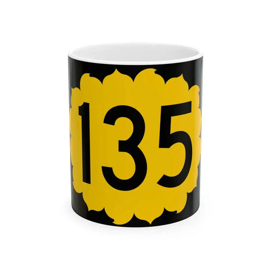 K-135 (Kansas) (Road Sign) White Coffee Mug 11oz - Go Mug Yourself