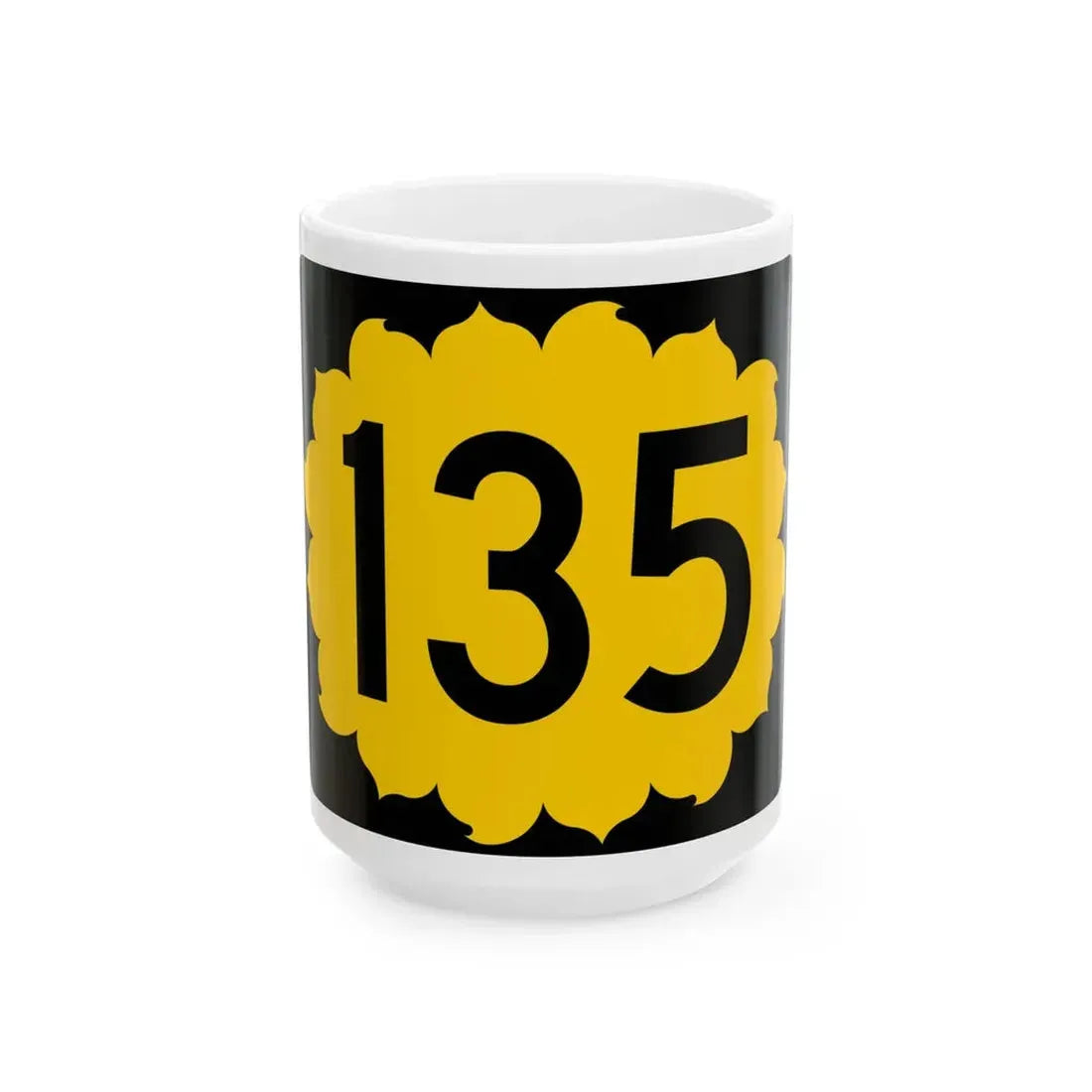 K-135 (Kansas) (Road Sign) White Coffee Mug 15oz - Go Mug Yourself