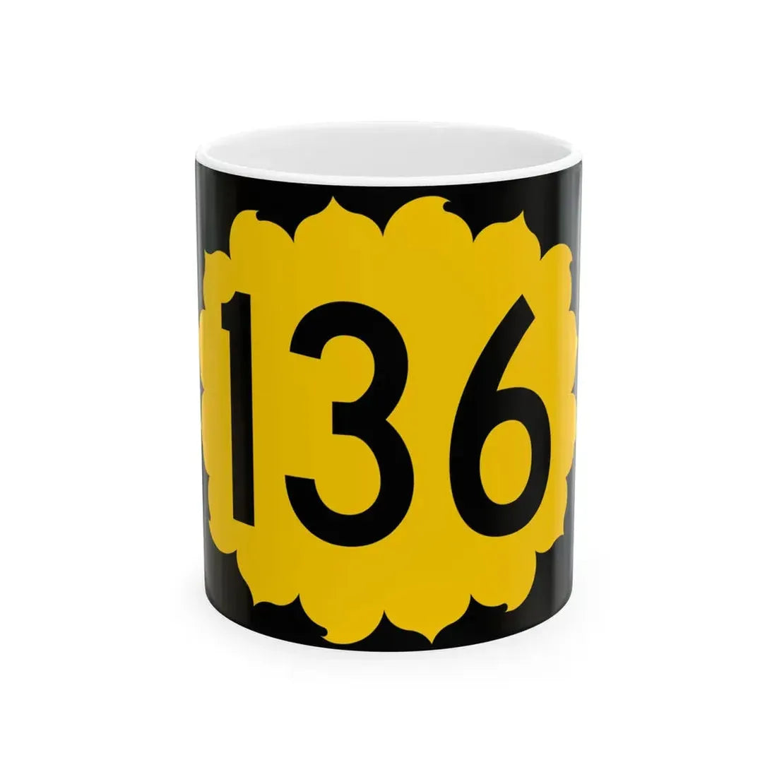 K-136 (Kansas) (Road Sign) White Coffee Mug 11oz - Go Mug Yourself