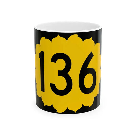 K-136 (Kansas) (Road Sign) White Coffee Mug 11oz - Go Mug Yourself