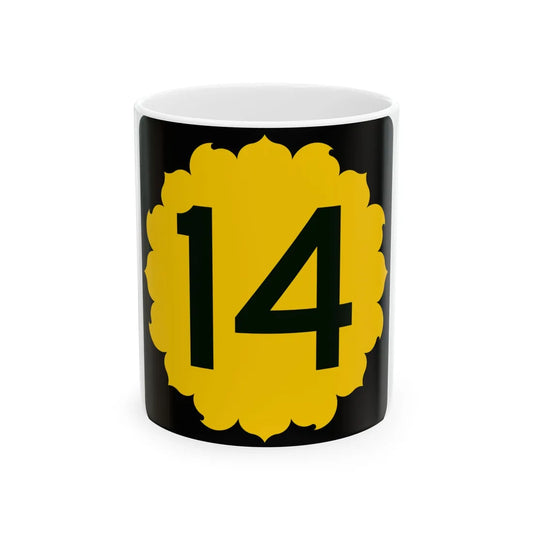 K-14 (Kansas) (Road Sign) White Coffee Mug 11oz - Go Mug Yourself