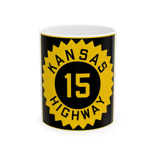 K-15 1926 (Kansas) (Road Sign) White Coffee Mug 11oz - Go Mug Yourself