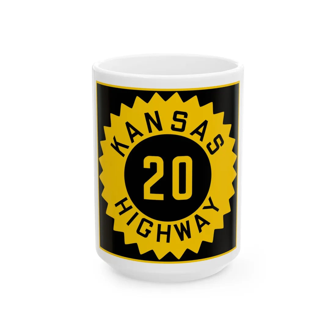 K-20 1926 (Kansas) (Road Sign) White Coffee Mug 15oz - Go Mug Yourself
