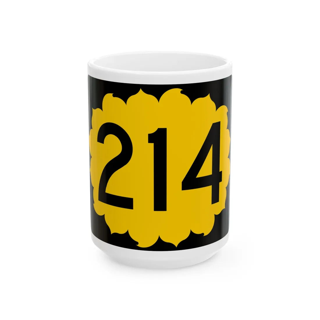 K-214 (Kansas) (Road Sign) White Coffee Mug 15oz - Go Mug Yourself