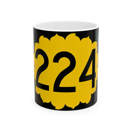 K-224 (Kansas) (Road Sign) White Coffee Mug 11oz - Go Mug Yourself