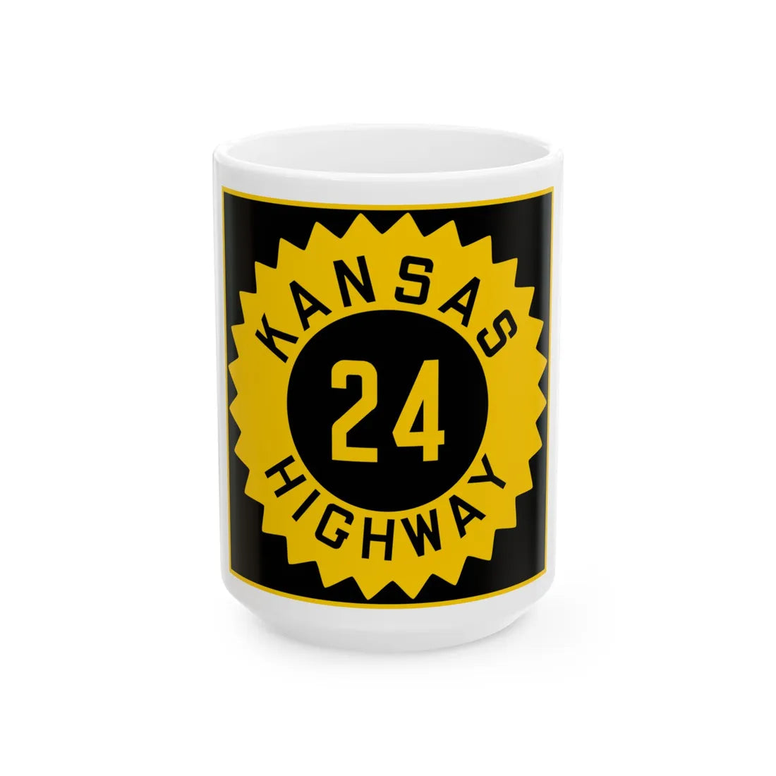 K-24 1926 (Kansas) (Road Sign) White Coffee Mug 15oz - Go Mug Yourself
