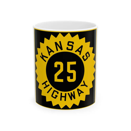 K-25 1926 (Kansas) (Road Sign) White Coffee Mug 11oz - Go Mug Yourself