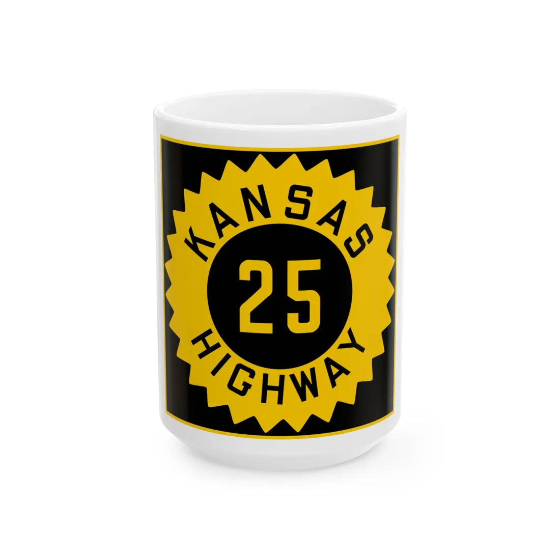 K-25 1926 (Kansas) (Road Sign) White Coffee Mug 15oz - Go Mug Yourself