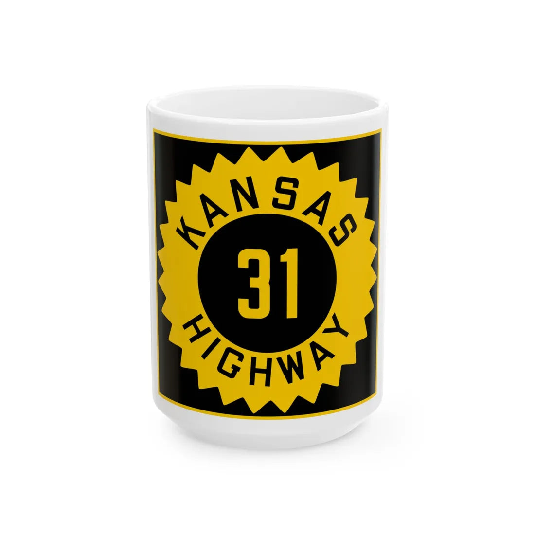 K-31 1926 (Kansas) (Road Sign) White Coffee Mug 15oz - Go Mug Yourself