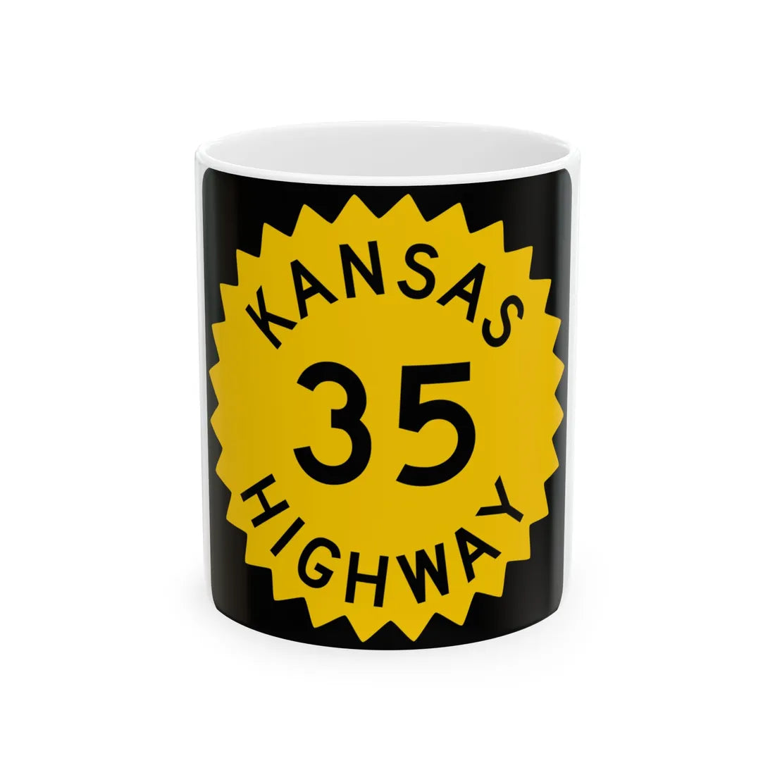 K-35 1948 (Kansas) (Road Sign) White Coffee Mug 11oz - Go Mug Yourself