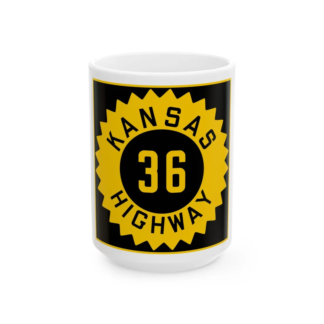 K-36 1926 (Kansas) (Road Sign) White Coffee Mug 15oz - Go Mug Yourself