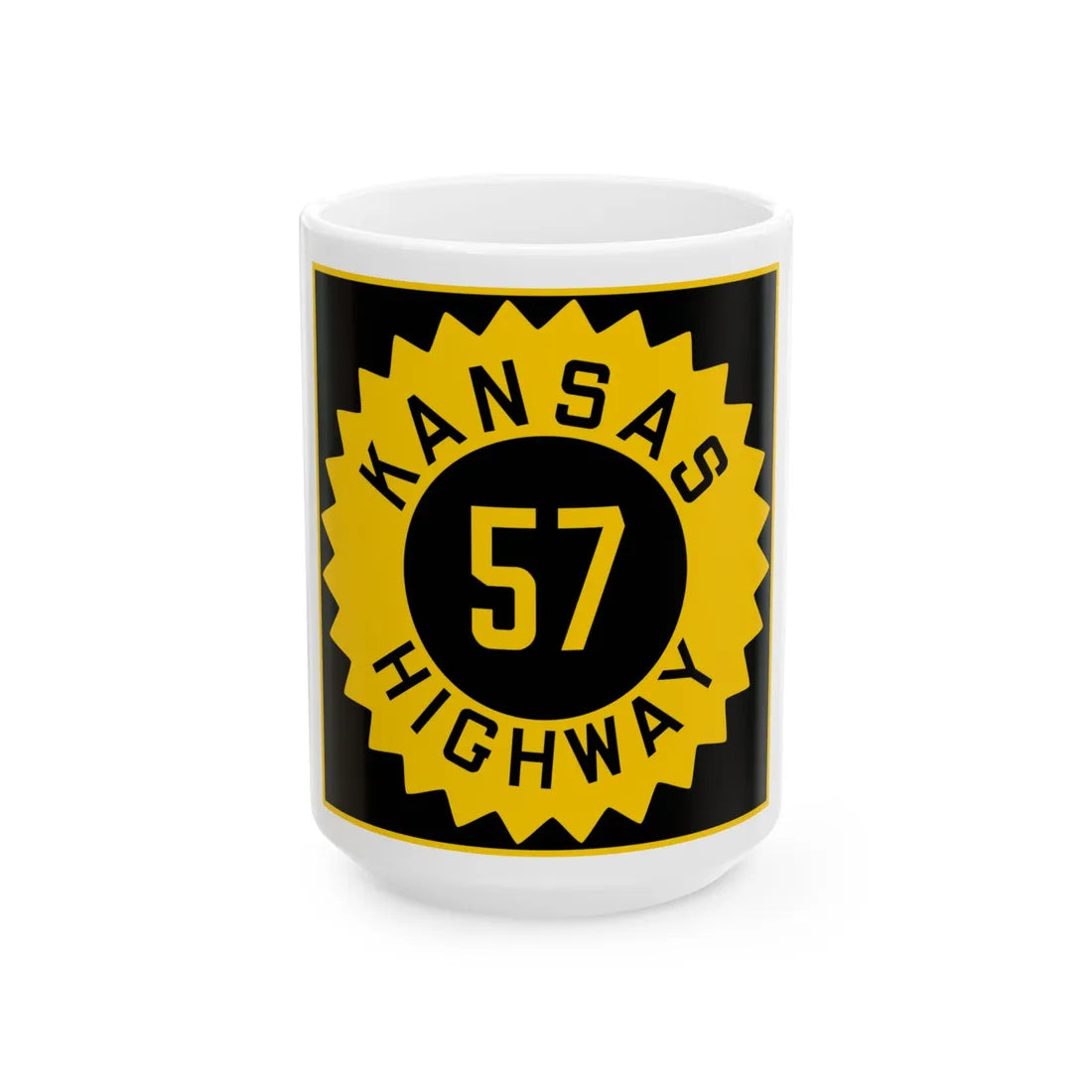 K-57 1926 (Kansas) (Road Sign) White Coffee Mug 15oz - Go Mug Yourself