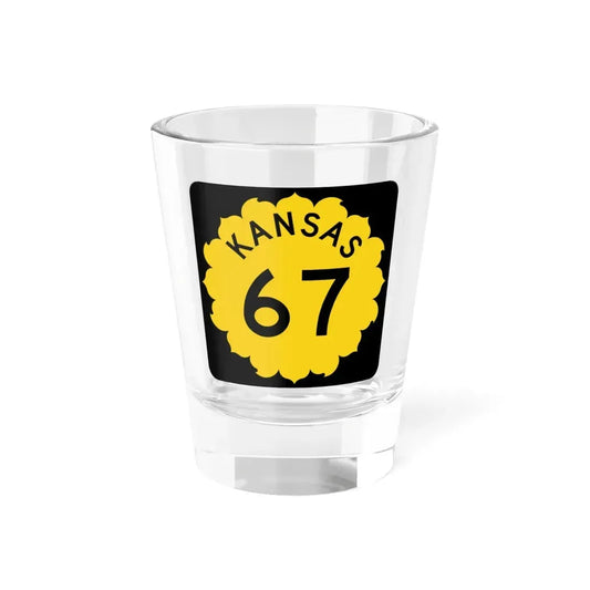 K-67 1962 (Kansas) (Road Sign) Shot Glass 1.5oz 1.5oz - Go Mug Yourself