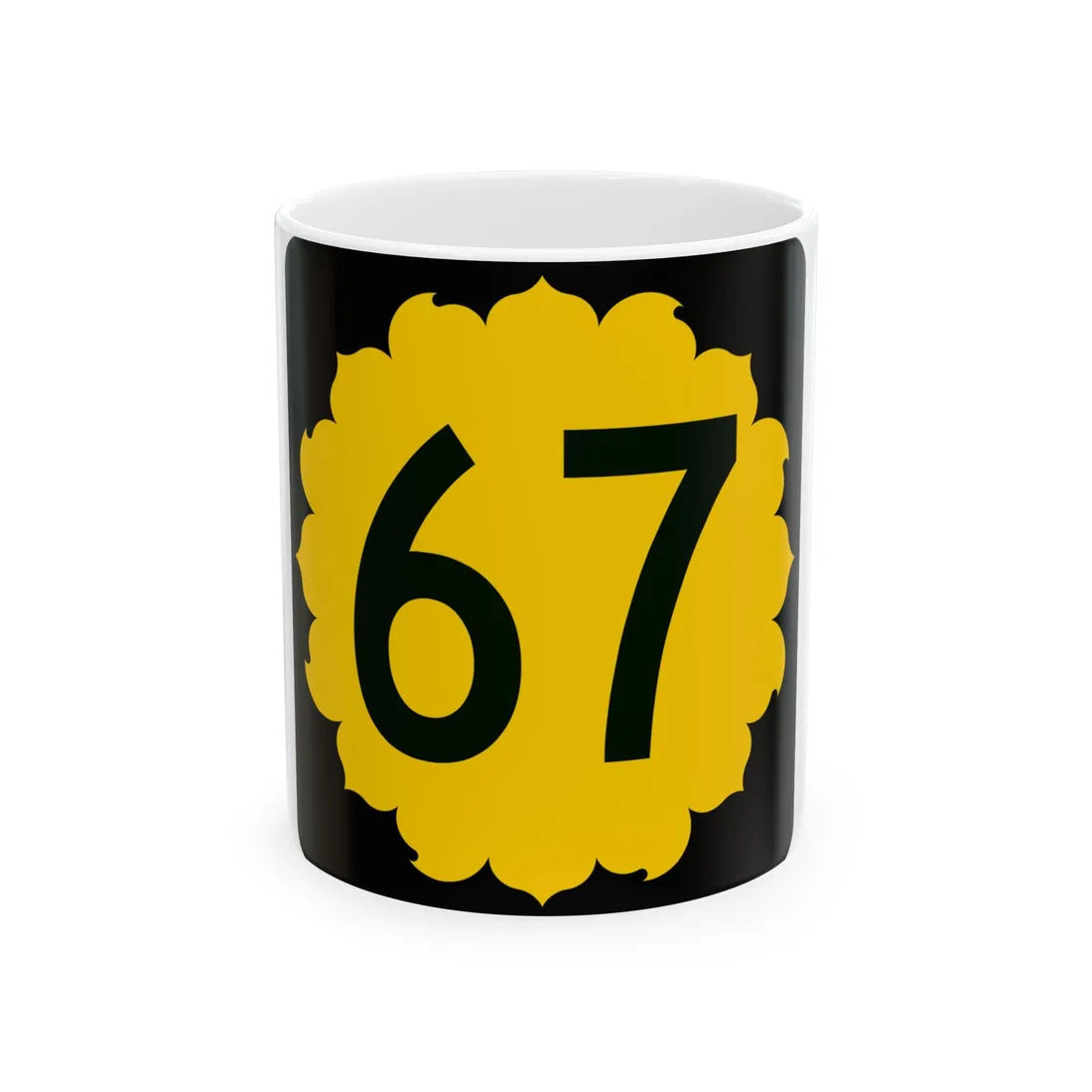 K-67 (Kansas) (Road Sign) White Coffee Mug 11oz - Go Mug Yourself
