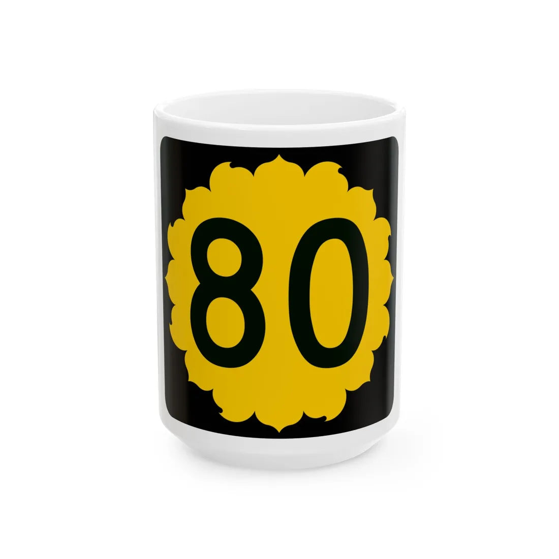 K-80 (Kansas) (Road Sign) White Coffee Mug 15oz - Go Mug Yourself