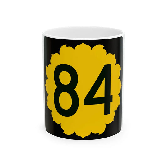 K-84 (Kansas) (Road Sign) White Coffee Mug 11oz - Go Mug Yourself