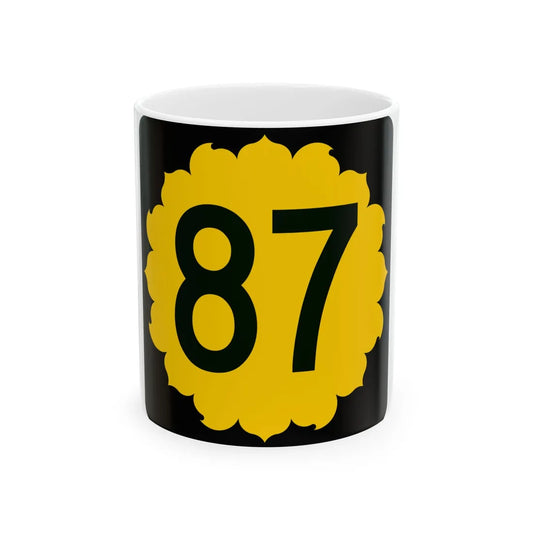 K-87 (Kansas) (Road Sign) White Coffee Mug 11oz - Go Mug Yourself